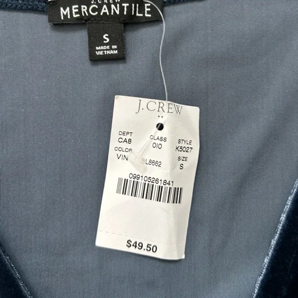 NWT J. Crew Mercantile Blue Velvet Wrap Front Top Sz Sm - Picture 3 of 9